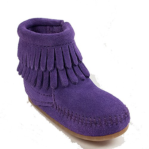 Minnetonka Baby Mädchen Double Fringe Bootie Lauflernschuhe, Violett (Purple) von Minnetonka