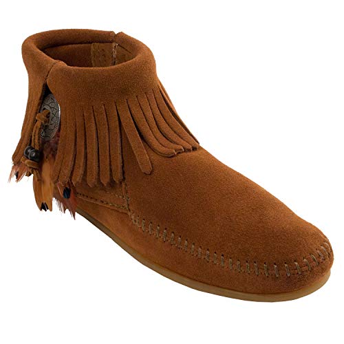 Minnetonka Concho/Feather Side Zip Boot 522 Damen Fashion Halbstiefel & Stiefeletten, Braun (Brown 2), 36 von Minnetonka