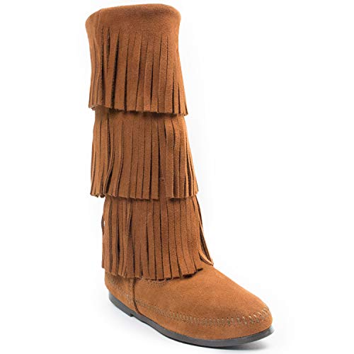 Minnetonka Damen 3-Layer Fringe Boot Mokassin Stiefel, Braun (Brown 2), 36 EU von Minnetonka