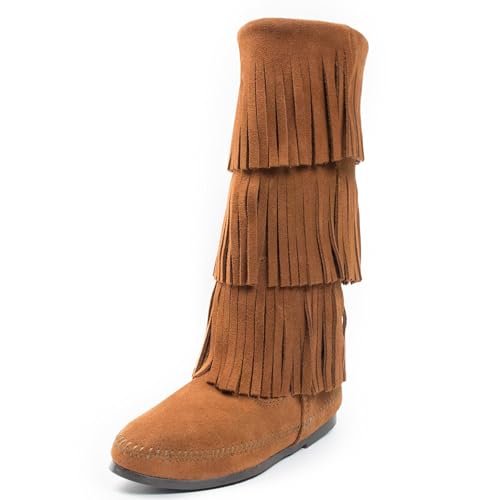 Minnetonka Damen 3-Layer Fringe Boot Mokassin Stiefel, Braun (Brown 2) von Minnetonka