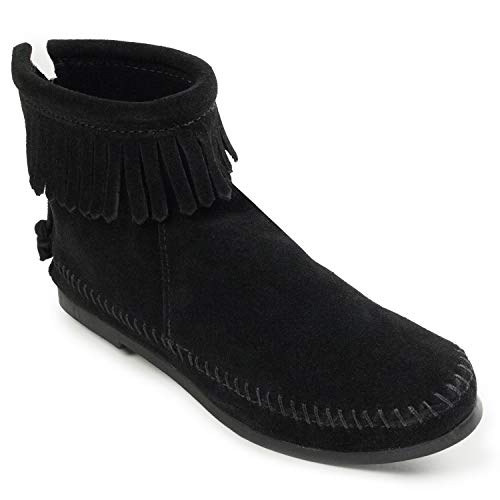 Minnetonka Damen Back Zip Boot Mokassin stiefel, Schwarz Black 9, 38 EU von Minnetonka