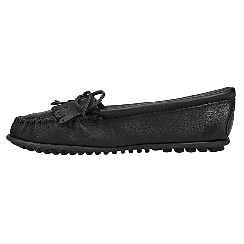 Minnetonka Damen Deerskin Soft-T Mokassin, Schwarzes Hirschleder, 40 EU von Minnetonka