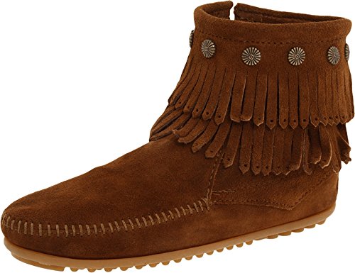 Minnetonka Damen Double Fringe Side Zip Boot Mokassin Stiefel, Braun (Dusty Brown) von Minnetonka