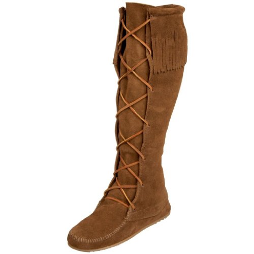 Minnetonka Damen Front Lace Knee High Boot Mokassin Stiefel, Braun (Dusty Brown 8), 36 von Minnetonka