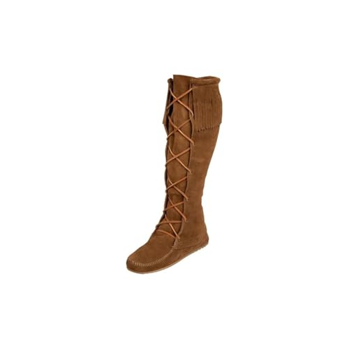 Minnetonka Damen Front Lace Knee High Boot Mokassin Stiefel, Braun Dusty Brown 8, 39 EU von Minnetonka