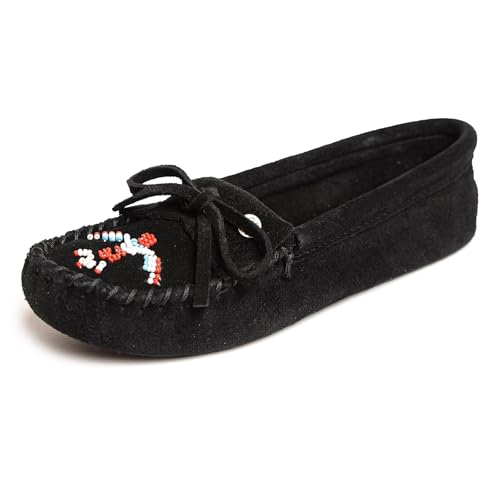 Minnetonka Damen Kilty Suede Moc Mokassin, Schwarz von Minnetonka