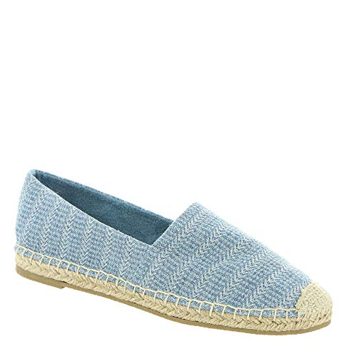 Minnetonka Damen Pam Espadrille – handgefertigt mit Microsuede-Gewebefutter, MinnFLEX-Gummi-Außensohle, elastischer Gore, gemustertes Obermaterial aus Stoff und gepolsterter Innensohle, denim, 37 EU von Minnetonka