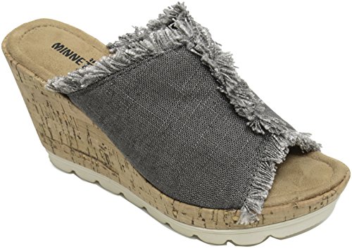 Minnetonka Damen York Peeptoe Sandalen, Grau (Grey), 40 EU von Minnetonka