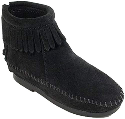 Minnetonka Jungen Unisex-Kinder Back Zip Boot Kurzschaft Stiefel, Schwarz (Black), 16.5 EU von Minnetonka