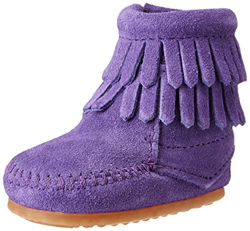 Minnetonka Jungen Unisex Kinder Double Fringe Bootie Krabbel-& Hausschuhe, Violett (Purple), 3 6 Monate von Minnetonka