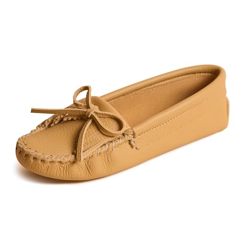 Minnetonka Kilty Damen-Mokassin mit weicher Ledersohle, Naturleder, 42 EU von Minnetonka