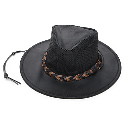 Minnetonka Men's Leather Outback Hat Black Medium von Minnetonka