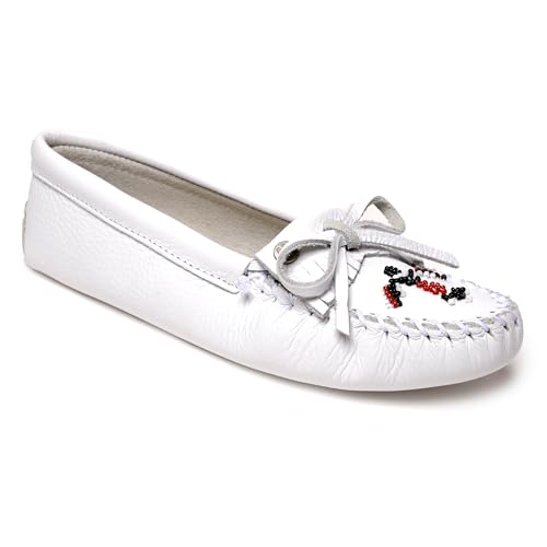 Minnetonka Thunderbird Damen Mokassin mit weicher Ledersohle, Weiss/opulenter Garten, 37 EU von Minnetonka