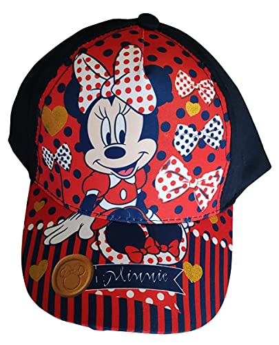 Minnie Maus Kappe Base Cap Mütze Sonnenhut mit Motiv Glitzer, Herzen, Schleifen für Kinder, Mädchen und Jungen (Blau, 52) von Minnie