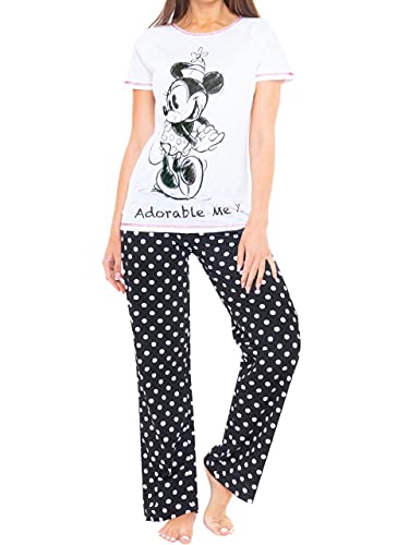 Minnie Mouse Disney Schlafanzug Schlafanzug Damen Lang | Baumwolle Schlafanzüge für Damen Größe Large von Minnie Mouse