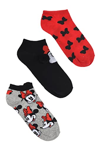 MINNIE MOUSE 3 Paar Socken, niedrig, für Kinder, Socken – Minnie Socken in 2 Größen und 3 Farben, Rot; Grau; Schwarz, 36-38 von Minnie