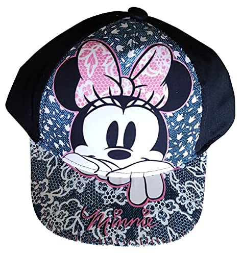 Minnie Maus Kappe Base Cap, Mütze mit Spitzen Motiv auf dem Schirm für Kinder, Jungen und Mädchen (Schwarz, 48) von Minnie