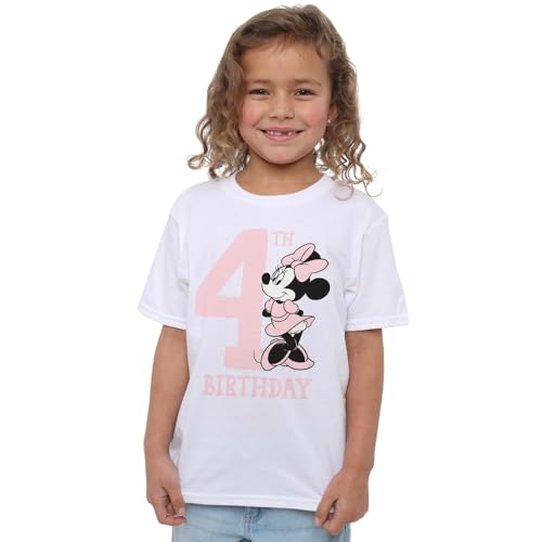 Minnie Mouse 4th Birthday Shirt Girls T Shirt, White, 3-4 Years von Minnie