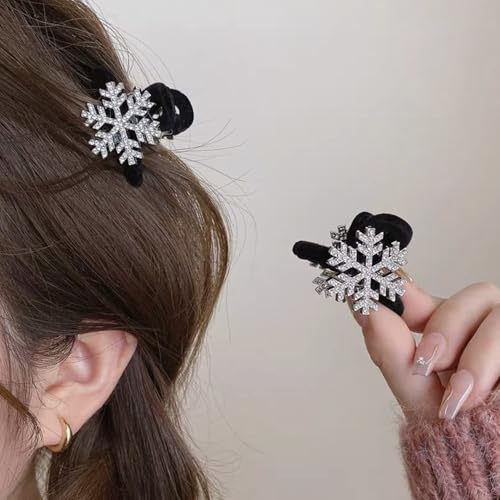 MinoCino Weihnachts Haarspangen Schneeflocke Set 4 Stück Strass Glitzer Haarclips Damen Mädchen Festliche Winter Xmas Haaraccessoires von MinoCino
