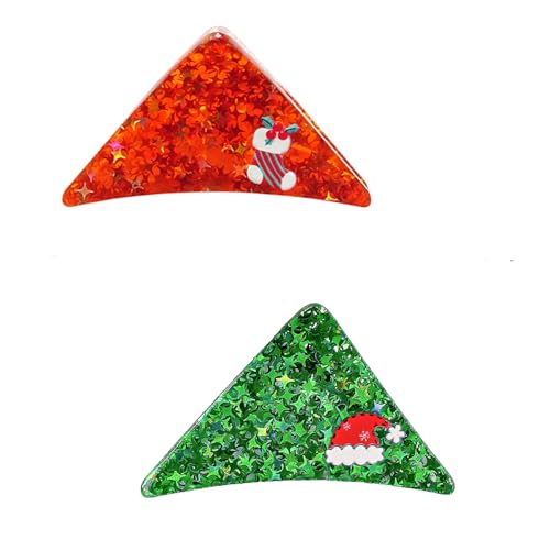 MinoCino Weihnachts Haarspangen Set 2 Stück Rot und Grün Dreieck Haarclips Damen Mädchen Festliche Haar Accessoires von MinoCino