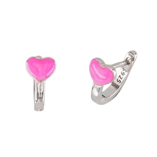 MINOPLATA Ohrringe für Kinder mit rosa Herz aus Sterlingsilber mit Katalanischem Verschluss, Mediano, Sterling Silber, Nicht zutreffend. von Minoplata