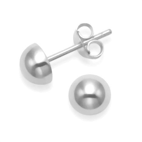Minoplata Halbkugel-Ohrringe 8 mm aus 925 Sterling Silber ein Basic das in der Schmuckbox einer eleganten Frau nicht fehlen darf, auch wunderschön für Mädchen, Silber von Minoplata