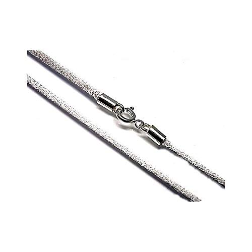 Minoplata Kordel Grau auf Seide Verschluss Sterlingsilber 40 cm. Ein wunderschönes Design, Das mit Silberfarbenen Anhängern Kombiniert Werden Kann und Auch für Mädchen Ideal ist. von Minoplata