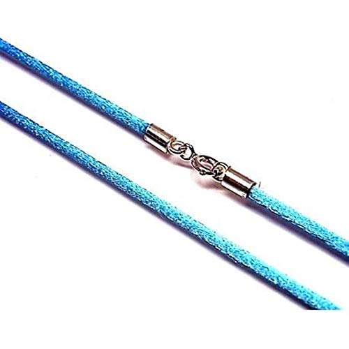 Minoplata hellblaue Seidenschnur mit Sterlingsilber Verschluss kombiniert mit kleinen Anhängern und zum Kreieren von Kinderkragen von Minoplata