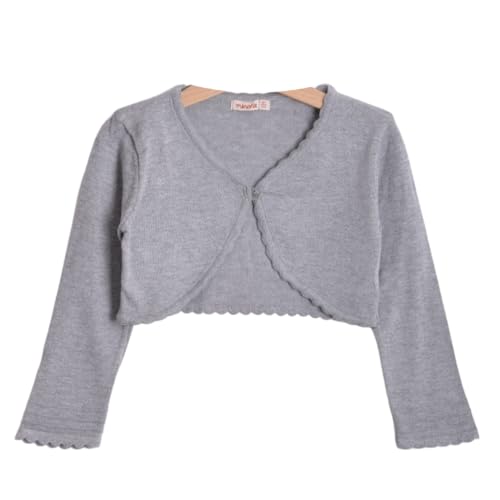 Minora Baby Bolero Mädchen Strickjacke - Für Erstausstattung Neugeborene - Newborn Cardigan Kinder Winter Kleidung, Grau-glatt, 2 Jahre von Minora