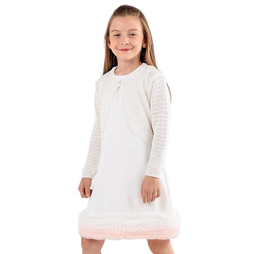 Minora Baby Bolero Mädchen Strickjacke - Für Erstausstattung Neugeborene - Newborn Cardigan Kinder Winter Kleidung, Knochen-ajur, 18 Monate von Minora