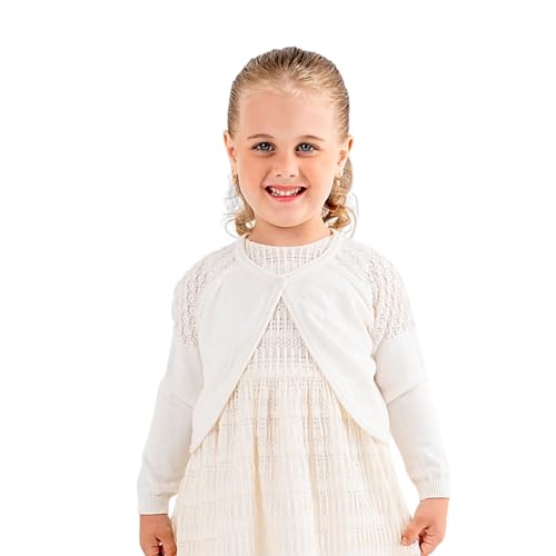 Minora Baby Bolero Mädchen Strickjacke - Für Erstausstattung Neugeborene - Newborn Cardigan Kinder Winter Kleidung, Knochen-Schulter_ajur, 2 Jahre von Minora