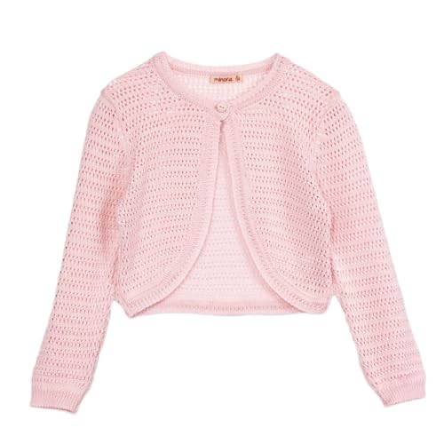 Minora Baby Bolero Mädchen Strickjacke - Für Erstausstattung Neugeborene - Newborn Cardigan Kinder Winter Kleidung, Puder-ajur, 12 Monate von Minora