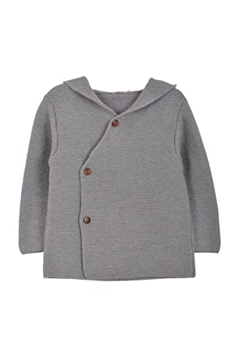 Minora Baby Strickjacke mit Kapuzenpullover für Jungen und Mädchen - Hoodie Sweatshirt - Unisex Cardigan für Kinder, Wintermantel Kleidung - Oberbekleidung, Grau - 3 Jahre von Minora