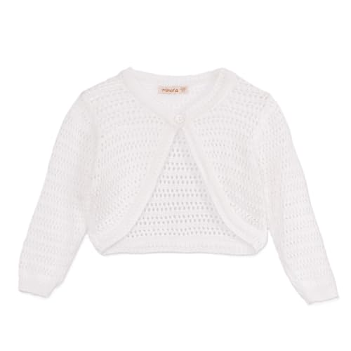 Minora Baby Bolero Mädchen Strickjacke - Für Erstausstattung Neugeborene - Newborn Cardigan Kinder Winter Kleidung, Knochen-ajur, 12 Monate von Minora
