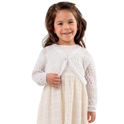 Minora Baby Bolero Mädchen Strickjacke - Für Erstausstattung Neugeborene - Newborn Cardigan Kinder Winter Kleidung, Knochen-elegant, 3 Jahre von Minora