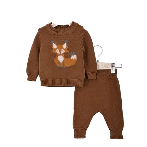 Minora Baby Born Zubehör Kleidung Erstausstattung Winter Hose und Pullover Outfit Set für Neugeborene Jungen, Mädchen und Boys, Braun-Fuchs Set, 1-3 Monate von Minora