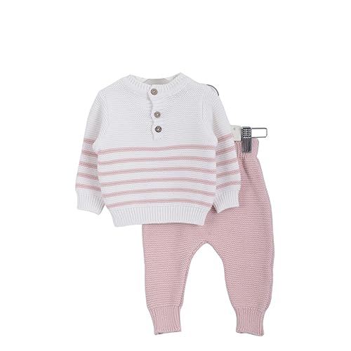 Minora Baby Born Zubehör Kleidung Erstausstattung Winter Hose und Pullover Outfit Set für Neugeborene Jungen, Mädchen und Boys, Rosa-Gestreiftes Set, 1-3 Monate von Minora