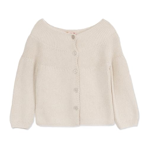 Baby Strickjacke - Cardigan Links für Mädchen und Jungen, Hochwertige Baby-Kleidung, Rundhalsausschnitt Unisex Strick-Jacke, 50% Baumwolle und 50% Acryl, Beige-12 Monate von Minora