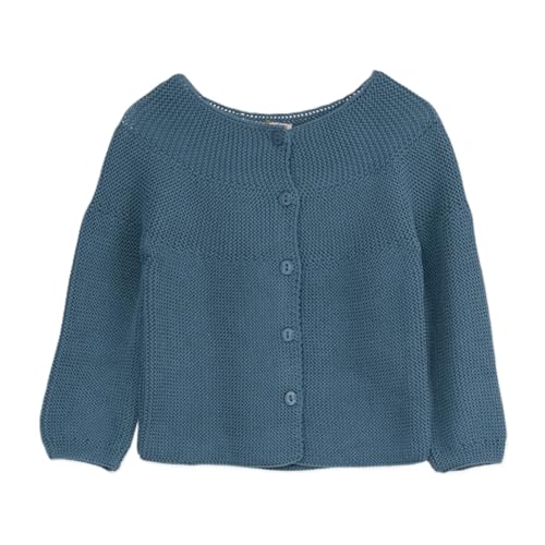 Baby Strickjacke - Cardigan Links für Mädchen und Jungen, Hochwertige Baby-Kleidung, Rundhalsausschnitt Unisex Strick-Jacke, 50% Baumwolle und 50% Acryl, Blau-24 Monate von Minora