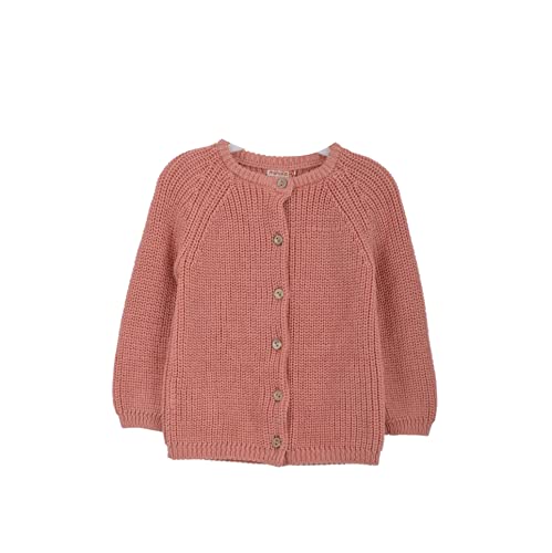 Minora-Baby Cardigan/Strickjacke für Mädchen und Jungen, Hochwertige Baby-Kleidung, Rundhalsausschnitt Unisex Standart Strick-Jacke Selanik 3-6 Monate, Lachs von Minora