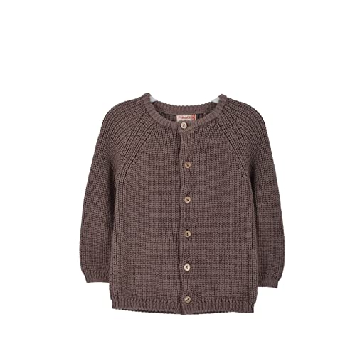 Minora-Baby Cardigan/Strickjacke für Mädchen und Jungen, Hochwertige Baby-Kleidung, Rundhalsausschnitt Unisex Standart Strick-Jacke Selanik 6-9 Monate, Braun von Minora