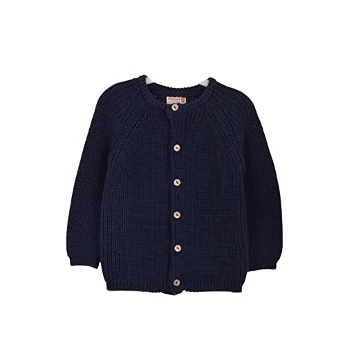 Minora-Baby Cardigan/Strickjacke für Mädchen und Jungen, Hochwertige Baby-Kleidung, Rundhalsausschnitt Unisex Standart Strick-Jacke Selanik 6-9 Monate, Navy blau von Minora