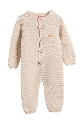 Minora Gestrickter Unisex Strampler für Baby Jungen und Mädchen, Overall für Neugeborene im Winter, 0-3 Monate, Beige von Minora