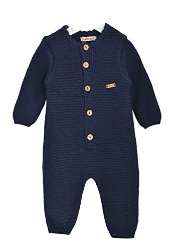 Minora Gestrickter Unisex Strampler für Baby Jungen und Mädchen, Overall für Neugeborene im Winter, 0-3 Monate, Navy blue von Minora