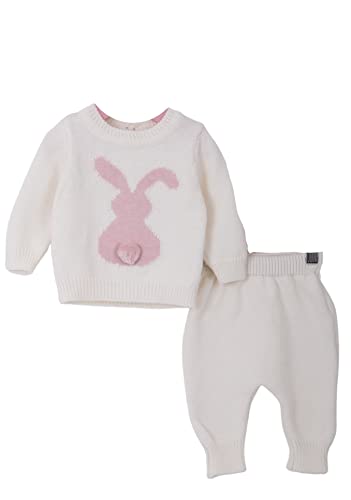 Minora Baby Kleidung Hose und Pullover Outfit Set - Gestricktes Winterbekleidungs Set mit Hasenmuster für Jungen und Mädchen - Knochen, 1-3 Monate von Minora