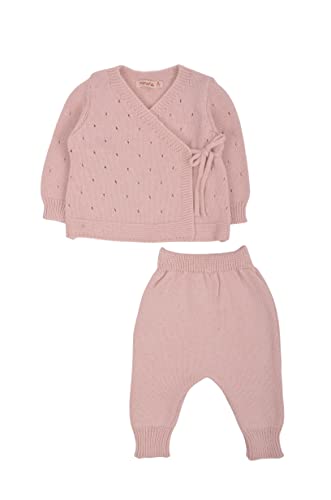 Minora Baby Born Zubehör Kleidung Erstausstattung Winter Hose und Pullover Outfit Set für Neugeborene Jungen, Mädchen und Boys, Pulver-Zweireihiges Set, 3-6 Monate von Minora