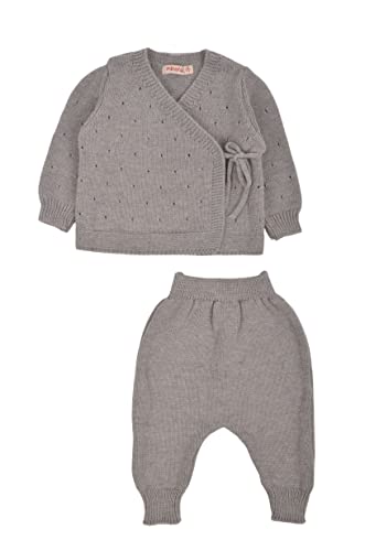 Minora Baby Born Zubehör Kleidung Erstausstattung Winter Hose und Pullover Outfit Set für Neugeborene Jungen, Mädchen und Boys, Grau-Zweireihiges Set, 6-9 Monate von Minora