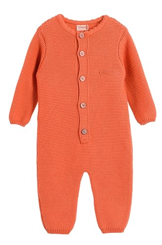 Minora Gestrickter Unisex Strampler für Baby Jungen und Mädchen, Overall für Neugeborene im Winter, 6-9 Monate, Orange von Minora