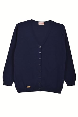 Minora Kinder Strickjacke/Cardigan mit V-Ausschnitt für 9-10 Jahre, Leicht und Pflegeleicht, Baumwolle, Farbenfrohem Design – Ideal für Mädchen und Jungen, Navy blau, 9-10 Jahre von Minora