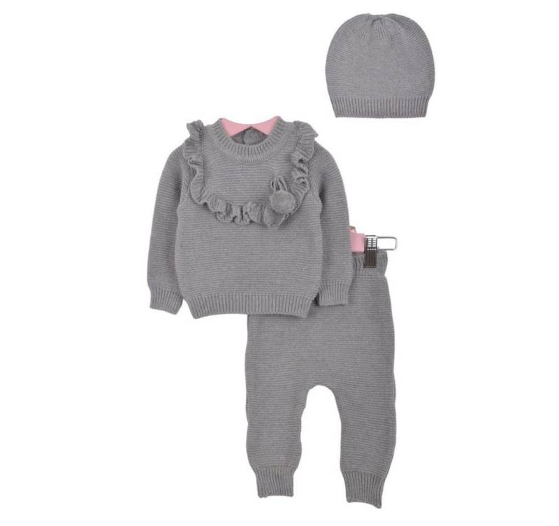 Minora Strickkleid Minora Baby Kleidungs Set- Hose, Pullover und Mütze von Minora